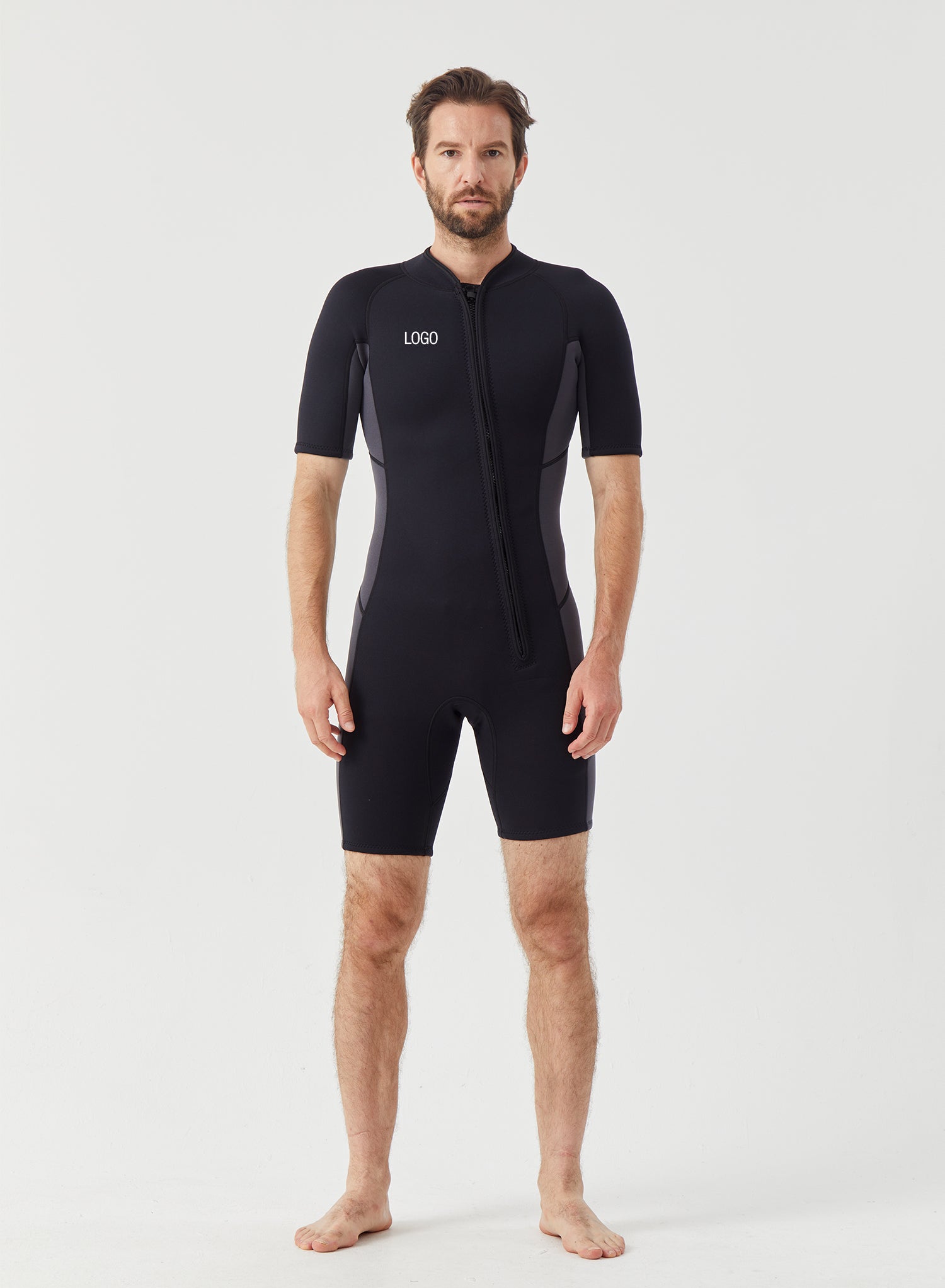 Men Wetsuit 3/2mm Neoprene Shorty Suit Grey | OEM Custom