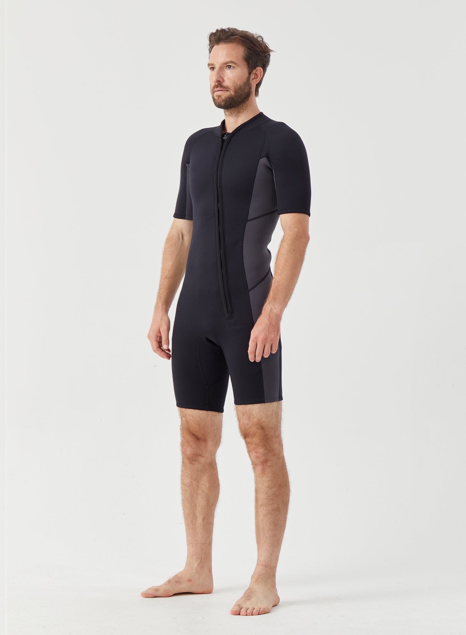 Men Wetsuit 3/2mm Neoprene Shorty Suit Grey | OEM Custom