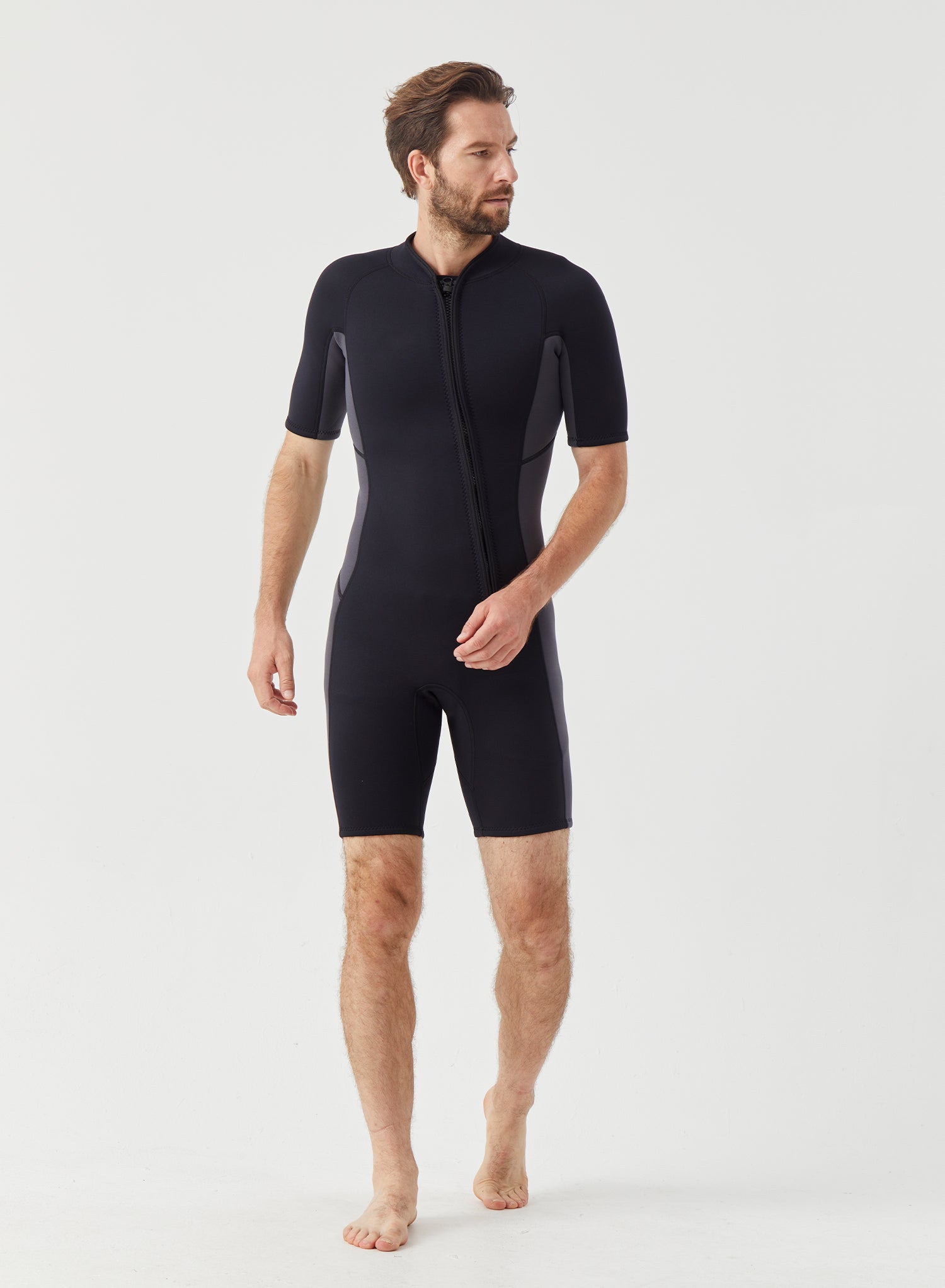 Men Wetsuit 3/2mm Neoprene Shorty Suit Grey | OEM Custom