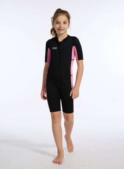 Kids Wetsuit 3/2mm Neoprene Shorty Suit Pink | OEM Custom