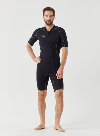Men Wetsuit 3/2mm Neoprene Shorty Suit Black | OEM Custom