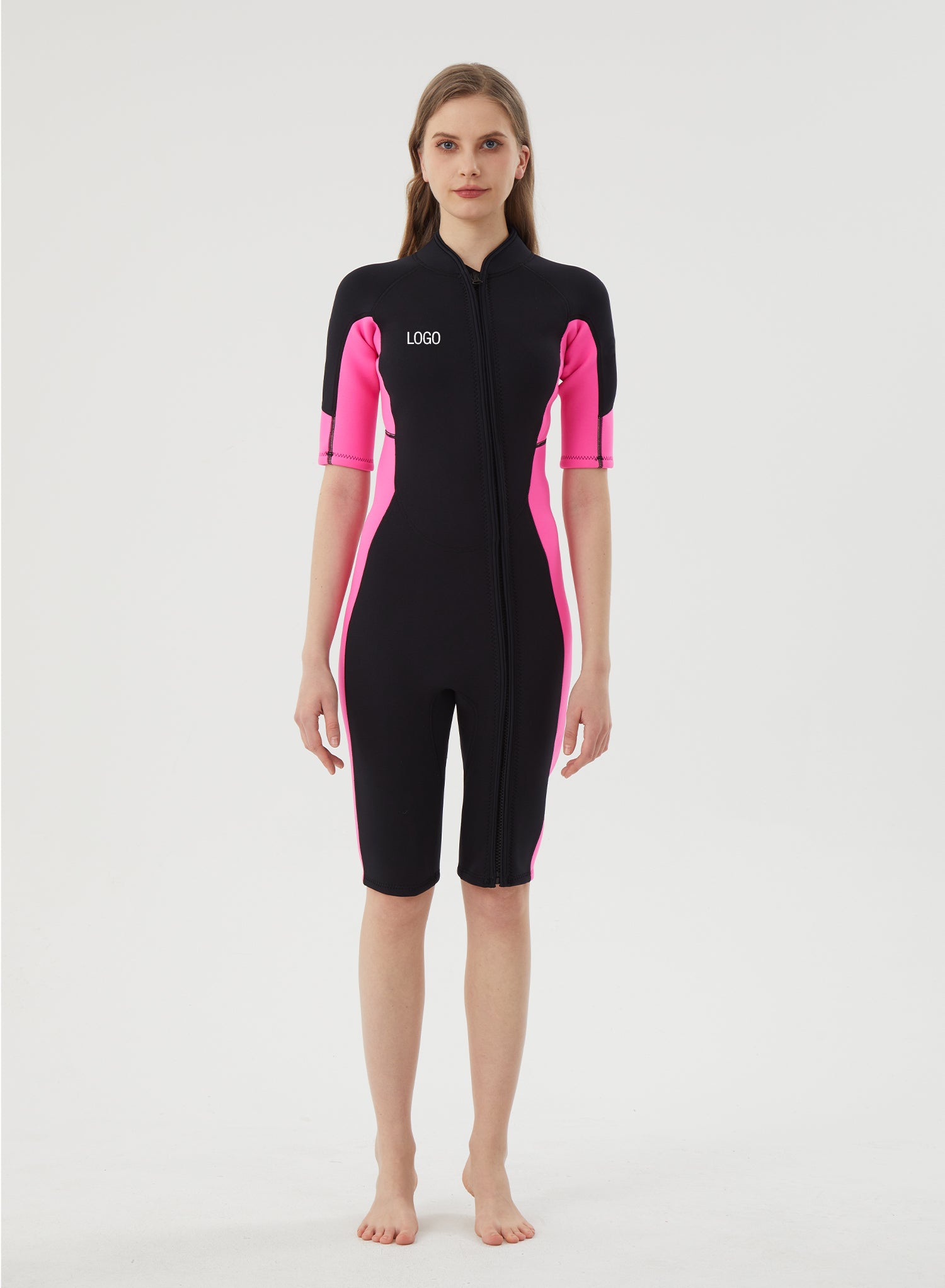 Women Wetsuit 3/2mm Neoprene Shorty Suit Pink | OEM Custom