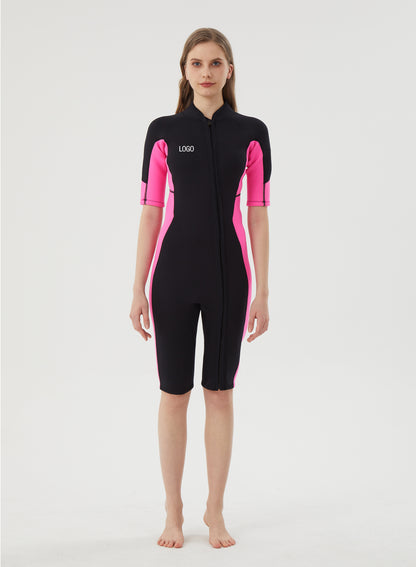 Women Wetsuit 3/2mm Neoprene Shorty Suit Pink | OEM Custom