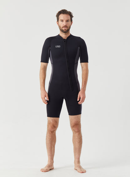 Men Wetsuit 3/2mm Neoprene Shorty Suit Grey | OEM Custom