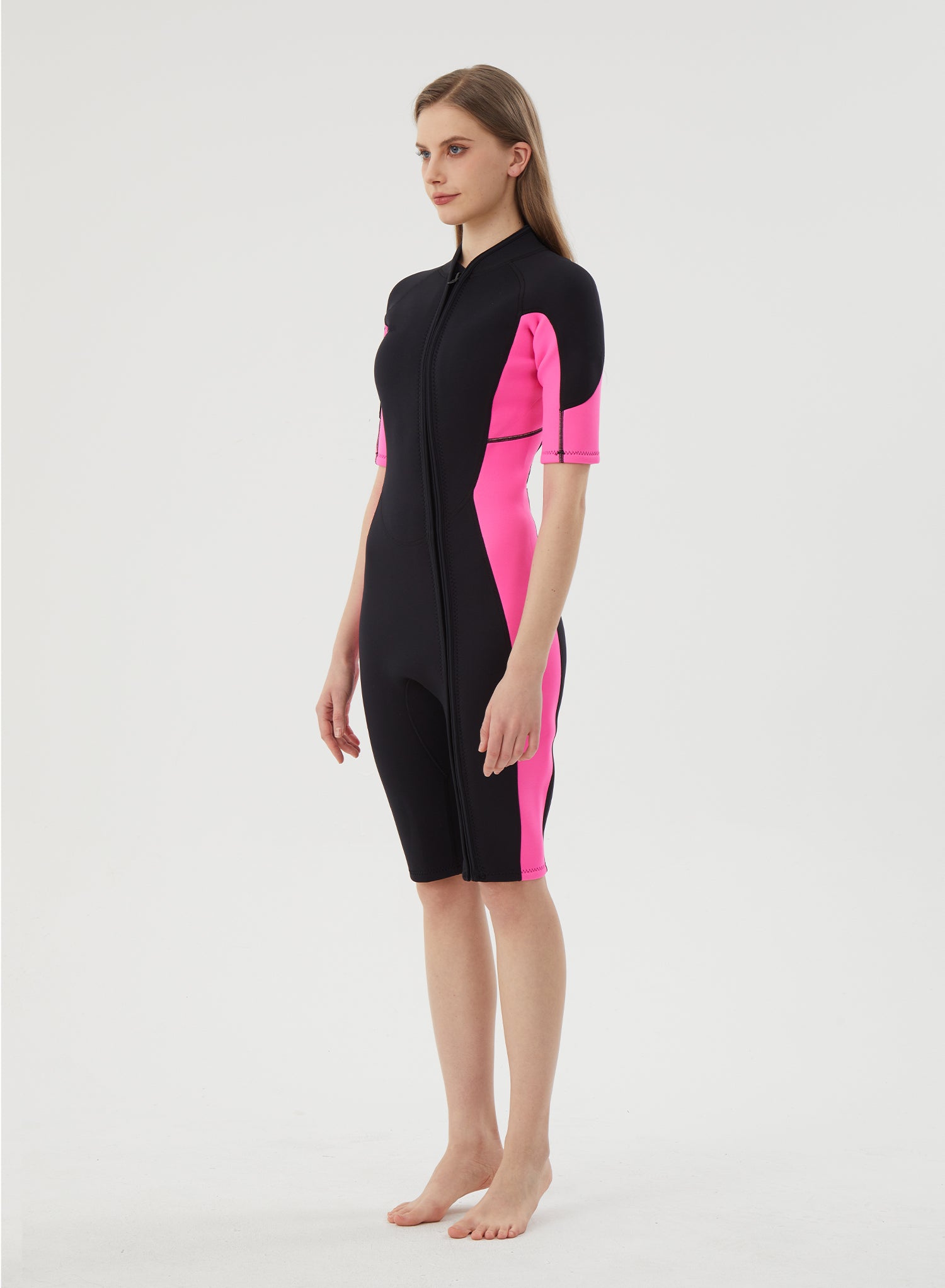 Women Wetsuit 3/2mm Neoprene Shorty Suit Pink | OEM Custom