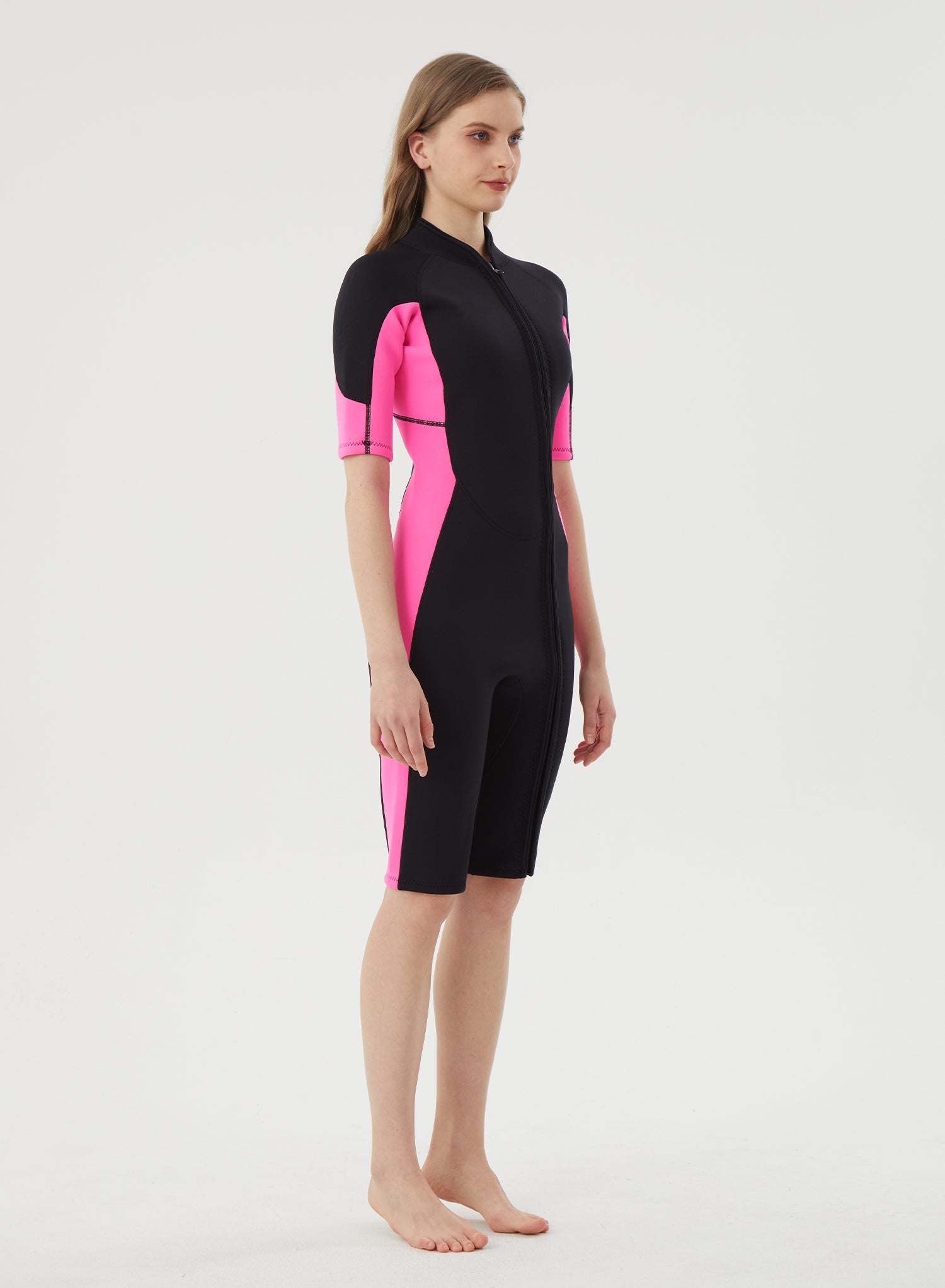 Women Wetsuit 3/2mm Neoprene Shorty Suit Pink | OEM Custom