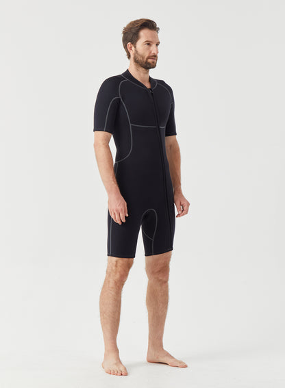 Men Wetsuit 3/2mm Neoprene Shorty Suit Black | OEM Custom