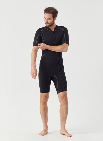 Men Wetsuit 3/2mm Neoprene Shorty Suit Black | OEM Custom