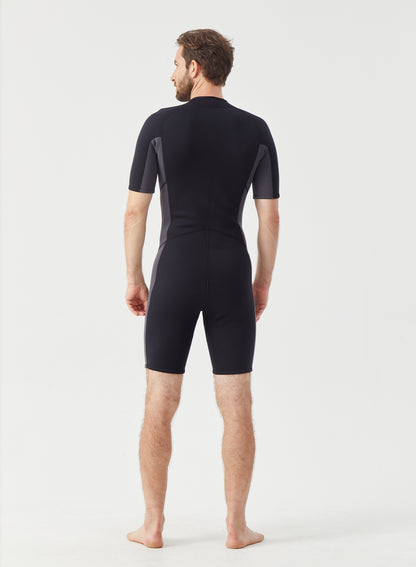 Men Wetsuit 3/2mm Neoprene Shorty Suit Grey | OEM Custom